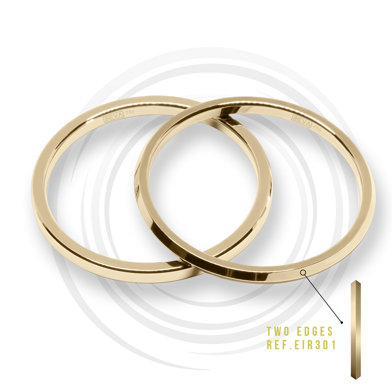 Ring EARTH IS ROUND 1.5mm two edges profile yellow gold 18k
