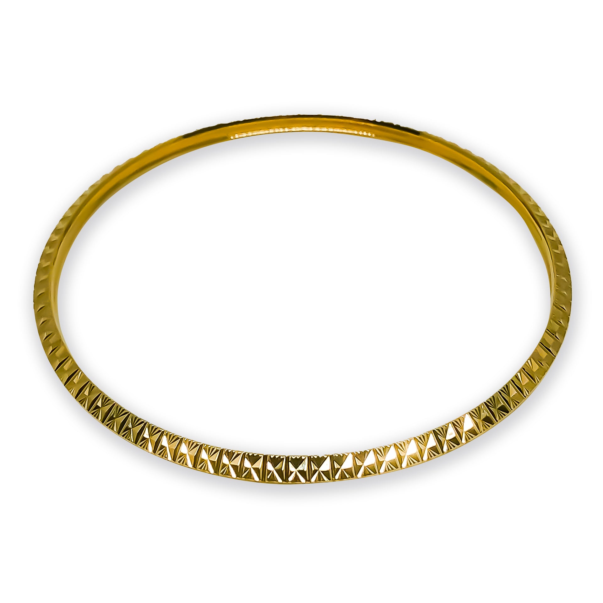 Bangle EARTH IS ROUND 3mm with triangle profile design yellow gold 18k 750