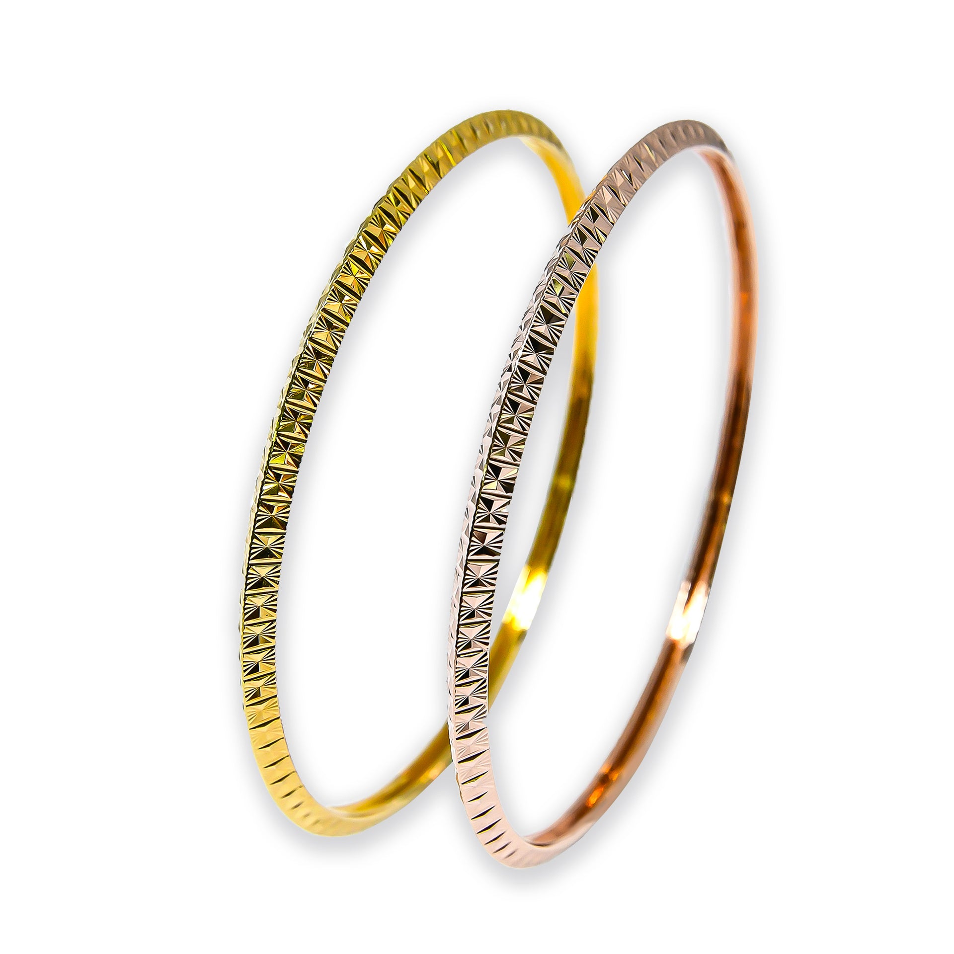 Bangle EARTH IS ROUND 3mm with triangle profile design yellow gold 18k 750