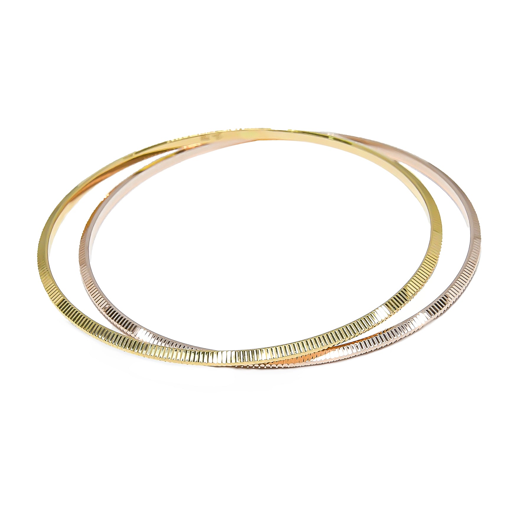 Bangle EARTH IS ROUND 2mm triangle profile yellow gold 18k 750