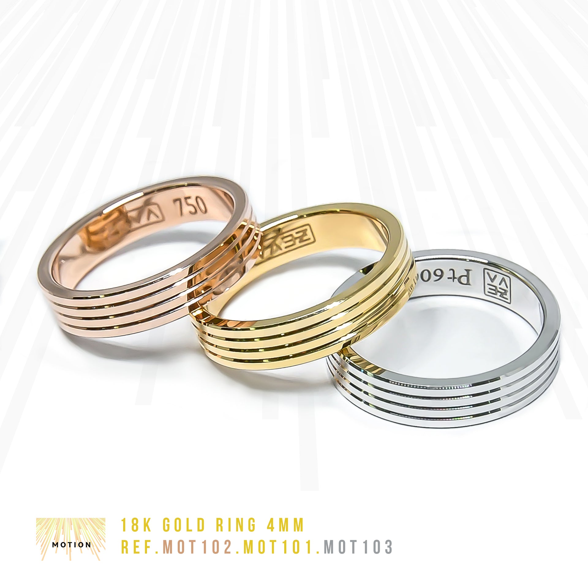 Ring MOTION 4mm yellow gold 18k 750