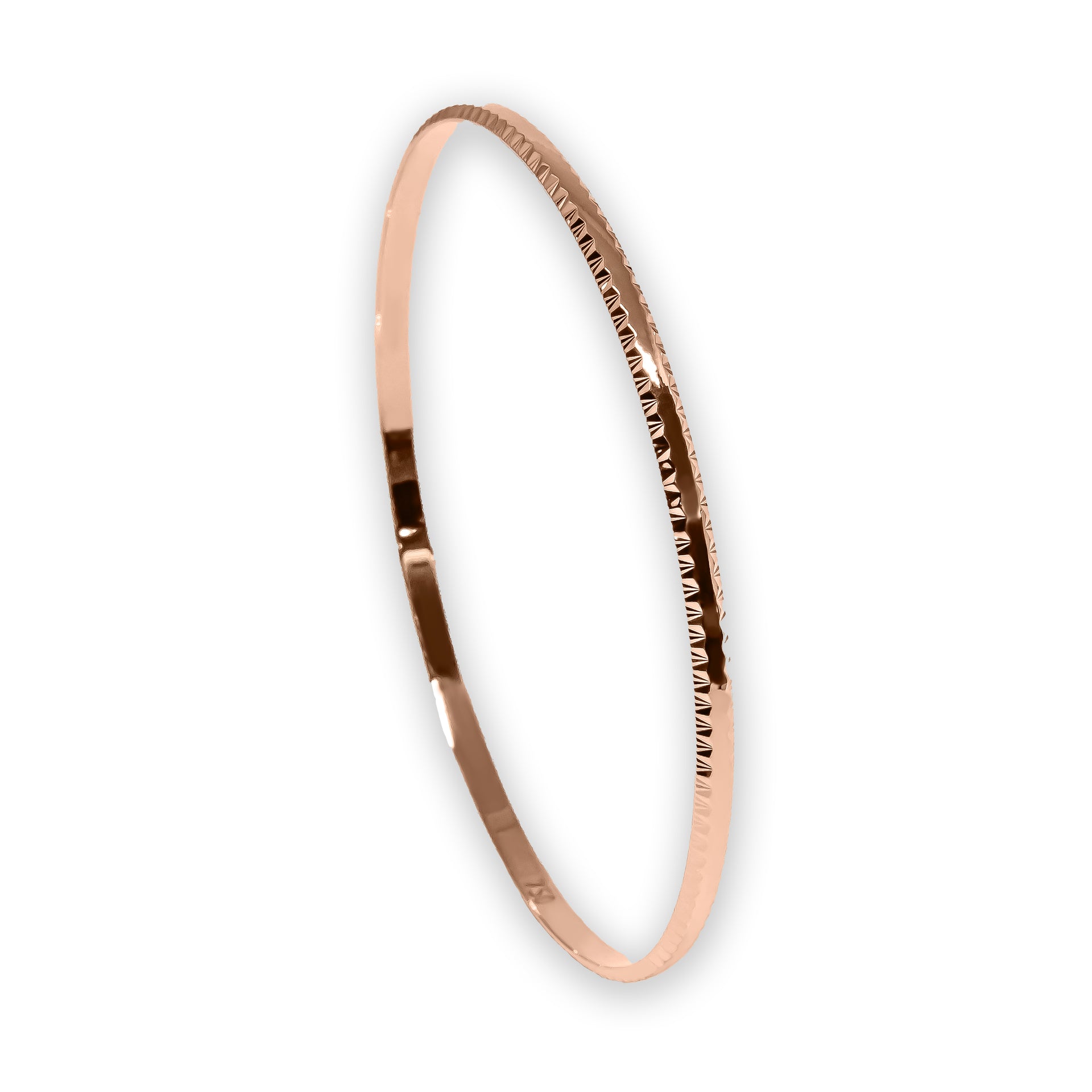 Bangle EARTH IS ROUND 3mm notch design red gold 18k 750