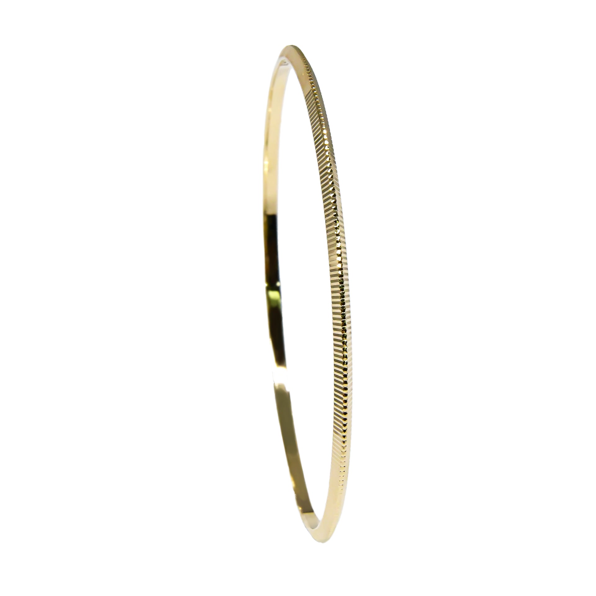 Bangle EARTH IS ROUND 2mm triangle profile yellow gold 18k 750