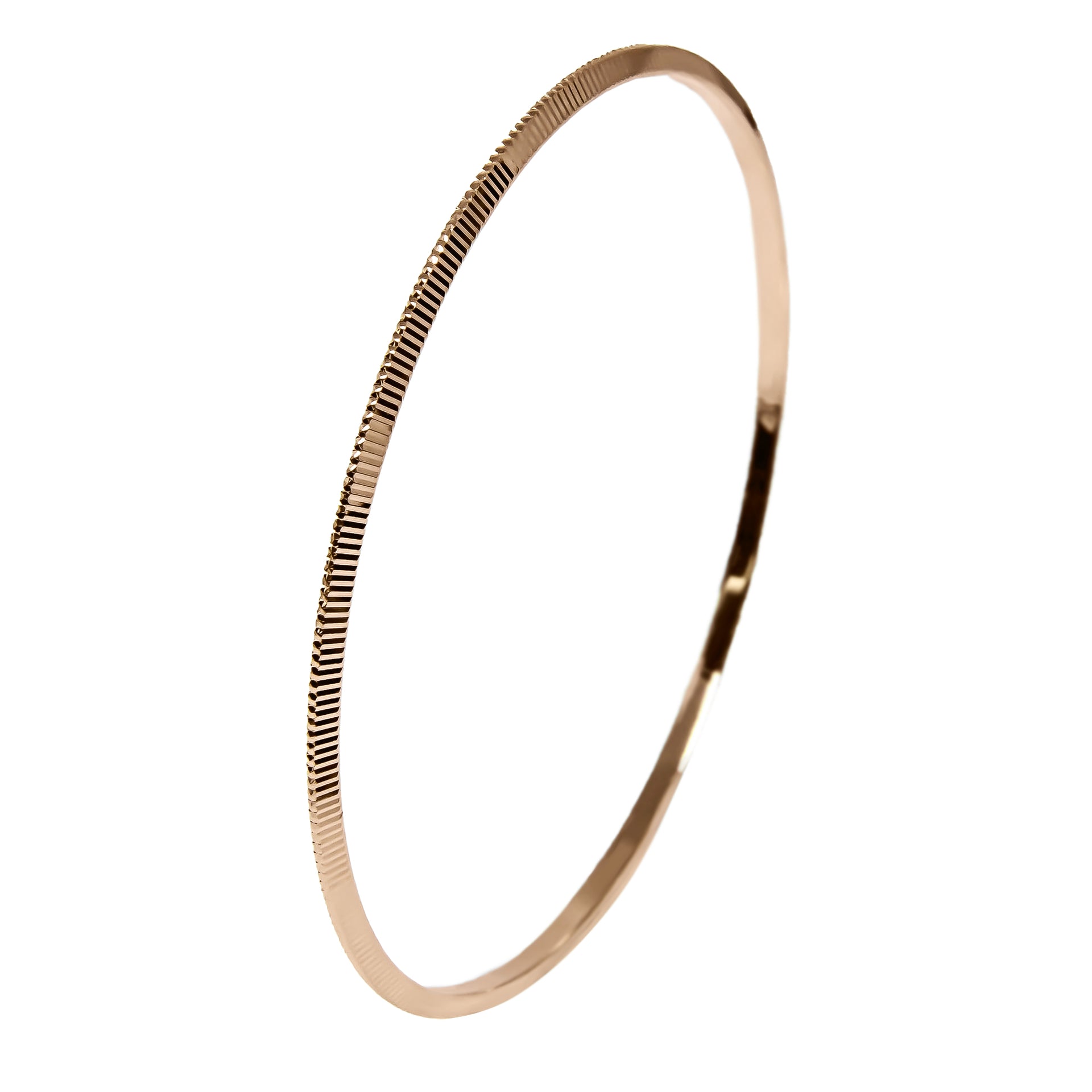 Bangle EARTH IS ROUND 2mm triangle profile red gold 18k 750