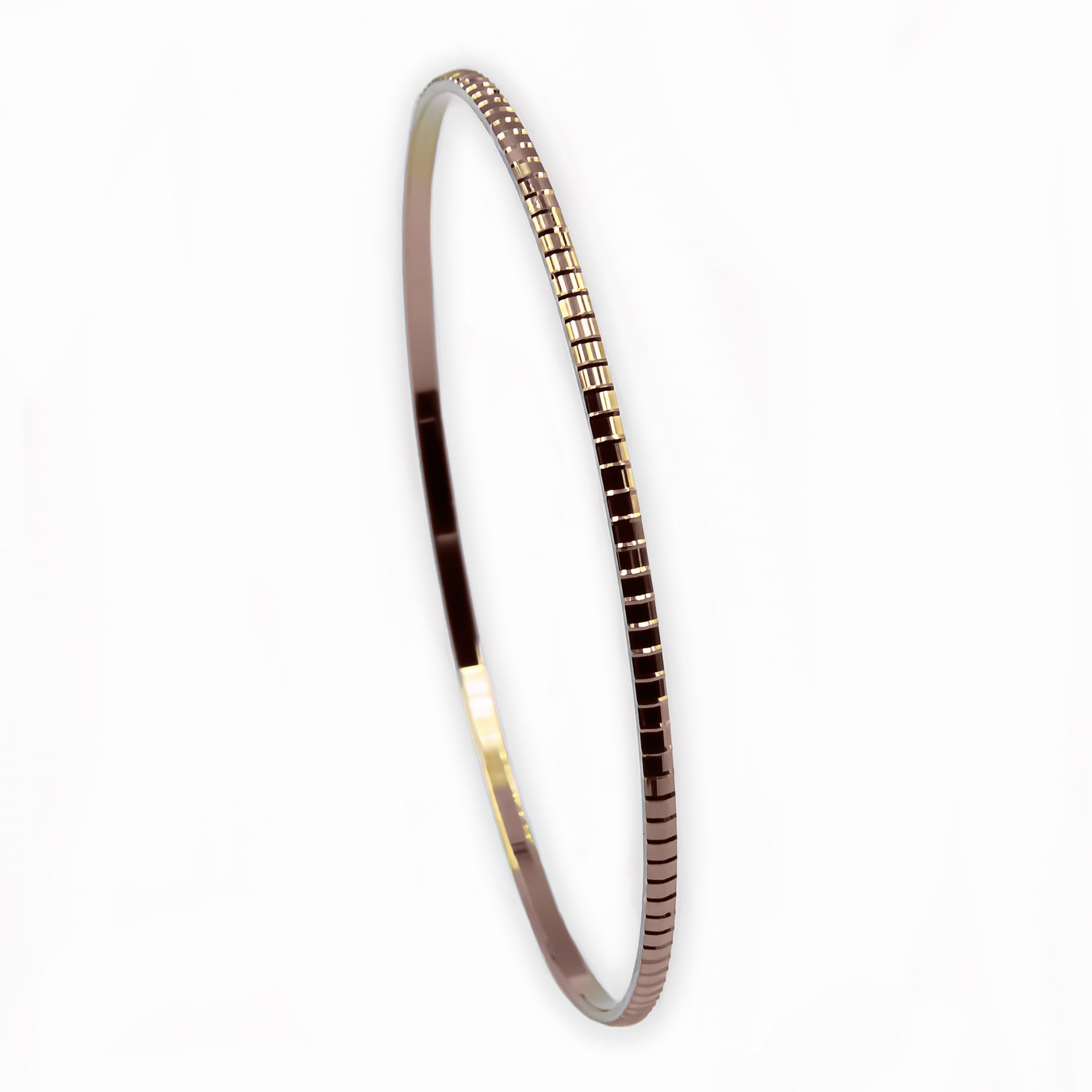 Bangle EARTH IS ROUND 2mm notches red gold 18k 750