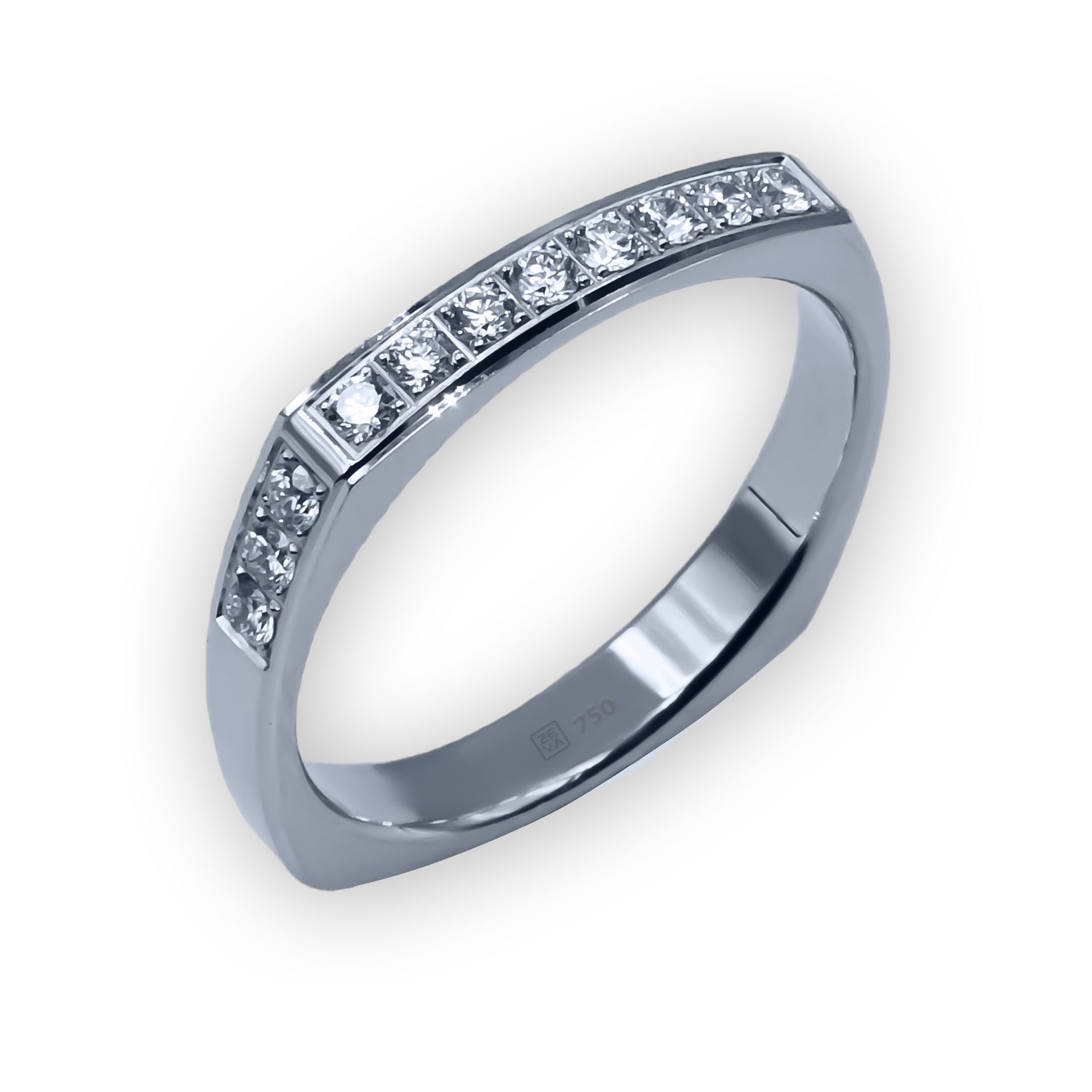 Ring DANCE 3mm square white gold 18k 14x diamonds VS