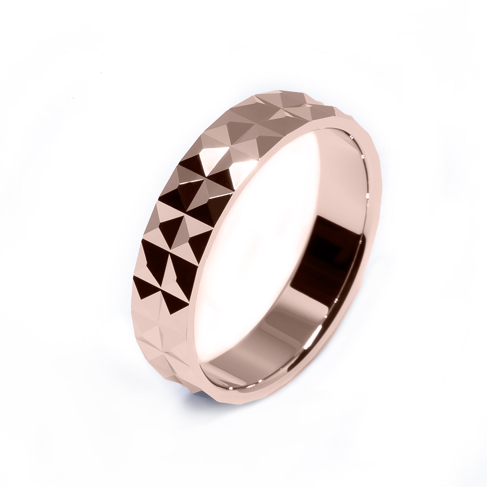 Ring CRUSH 4mm multi-pyramid 2 rows red gold 18K 750