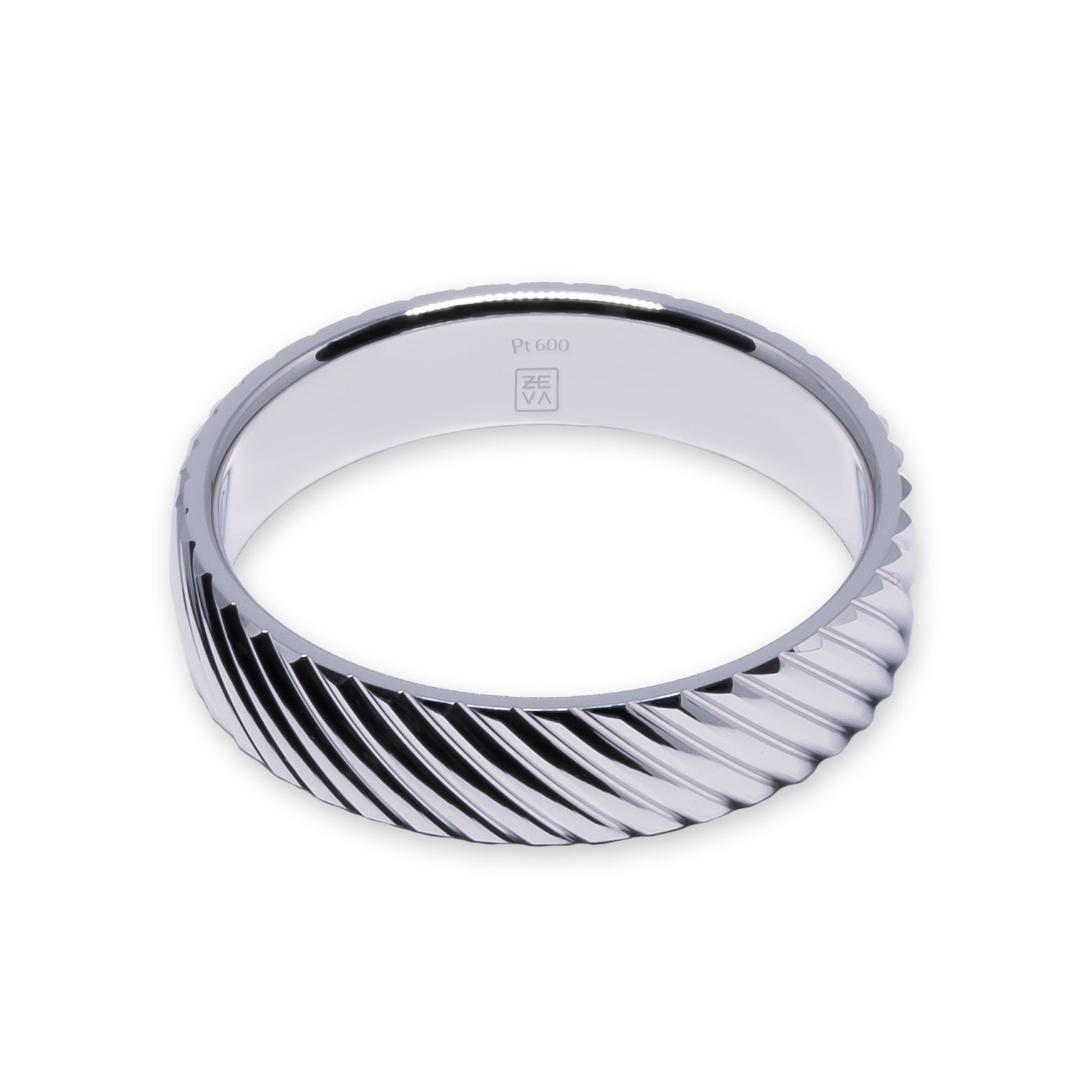 Ring CRUSH 4mm diagonal notches Platinum 600