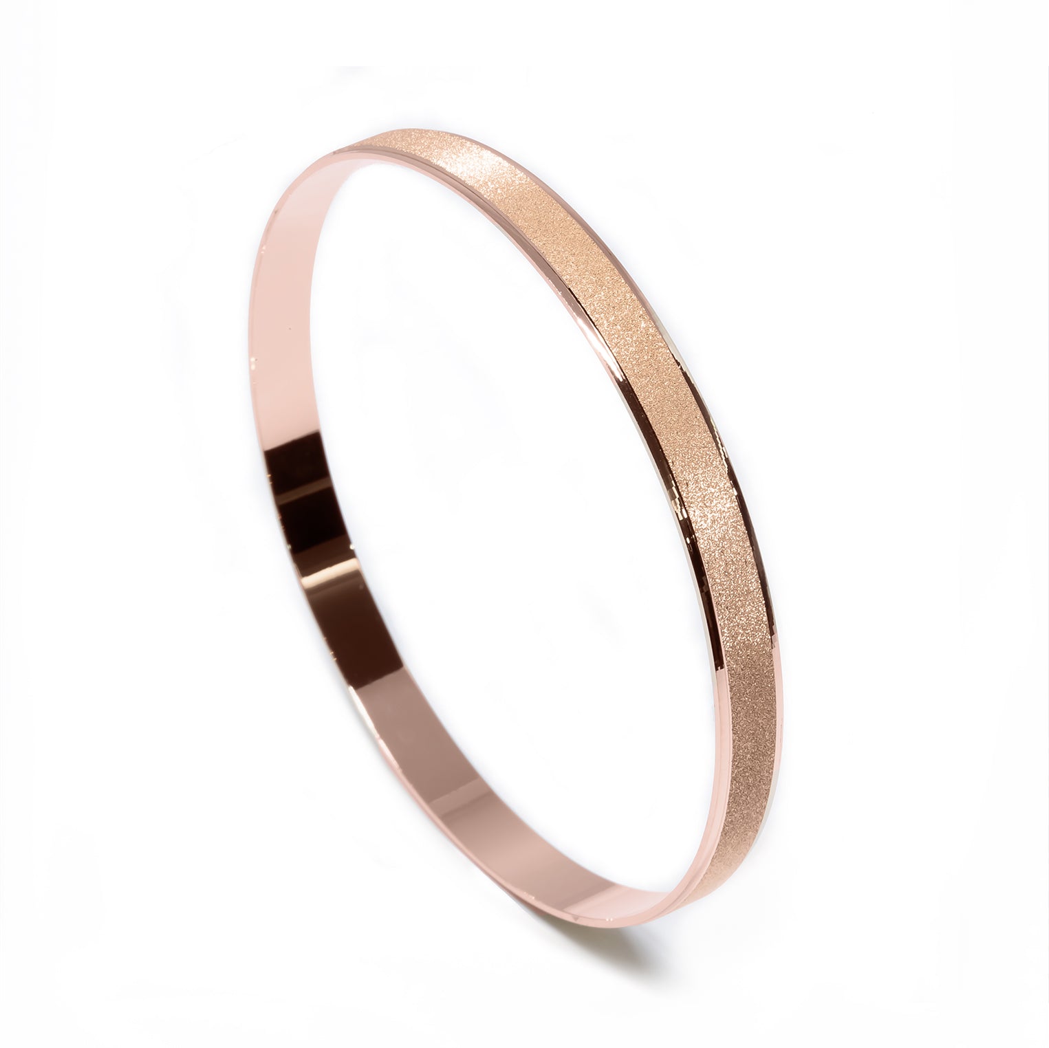 Bangle EARTH IS ROUND 6mm sand finishing red gold 18k 750