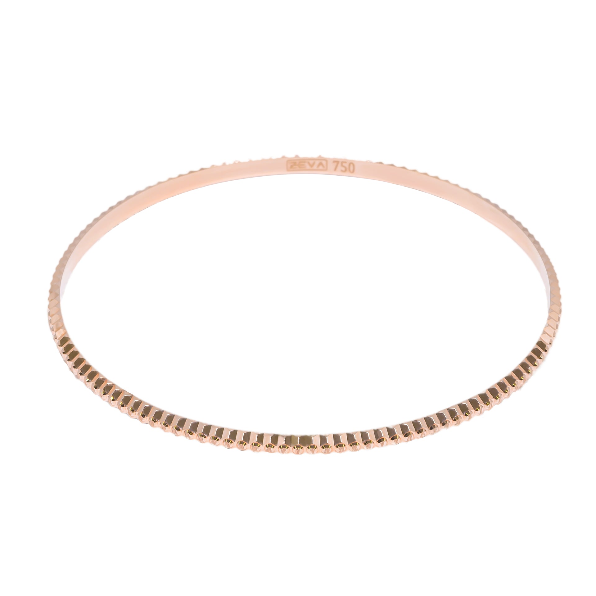 Bangle EARTH IS ROUND 3mm notched and round cut red gold 18k 750