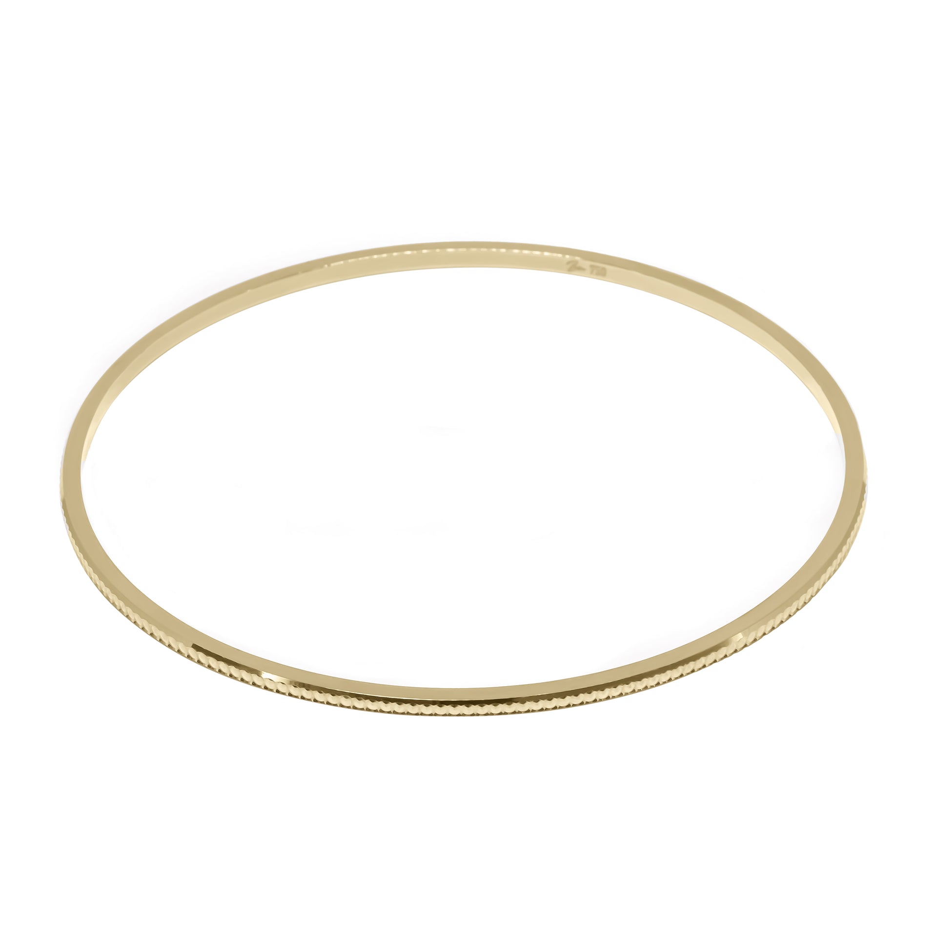 Bangle EARTH IS ROUND 2mm round embossed pattern yellow gold 18k 750