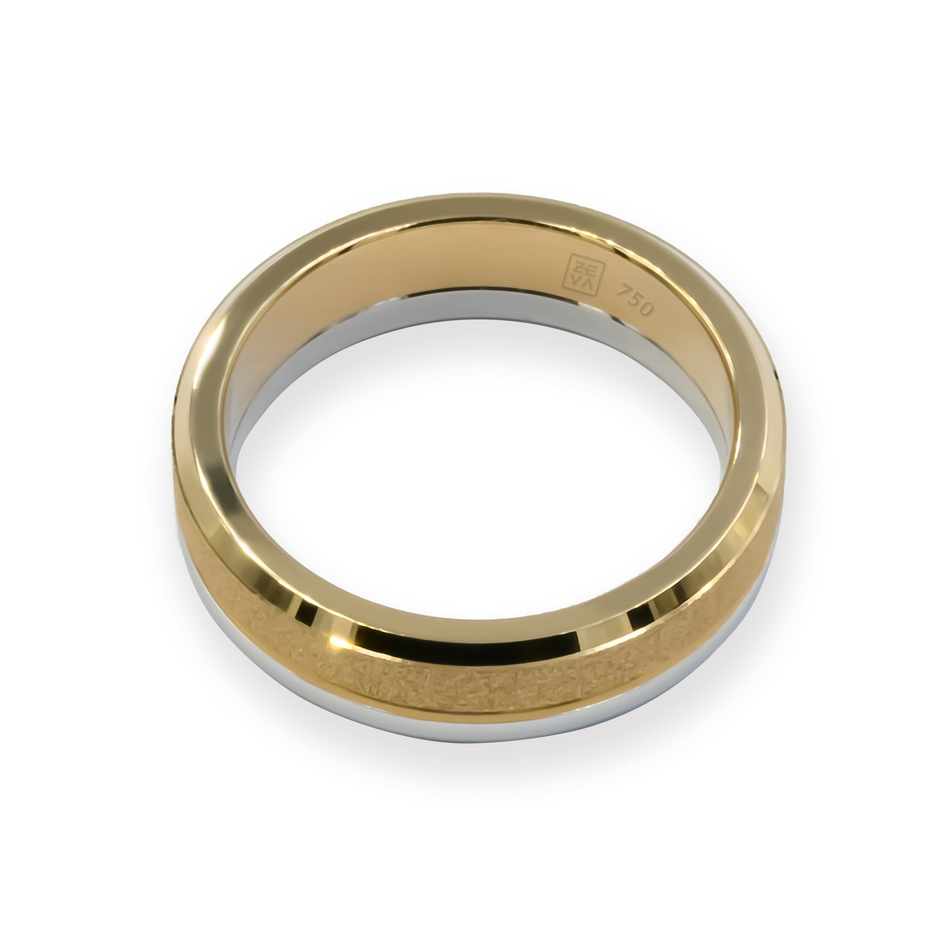 Ring CRUSH bi-metal 6mm yellow gold 18K sand finishing and platinum 600