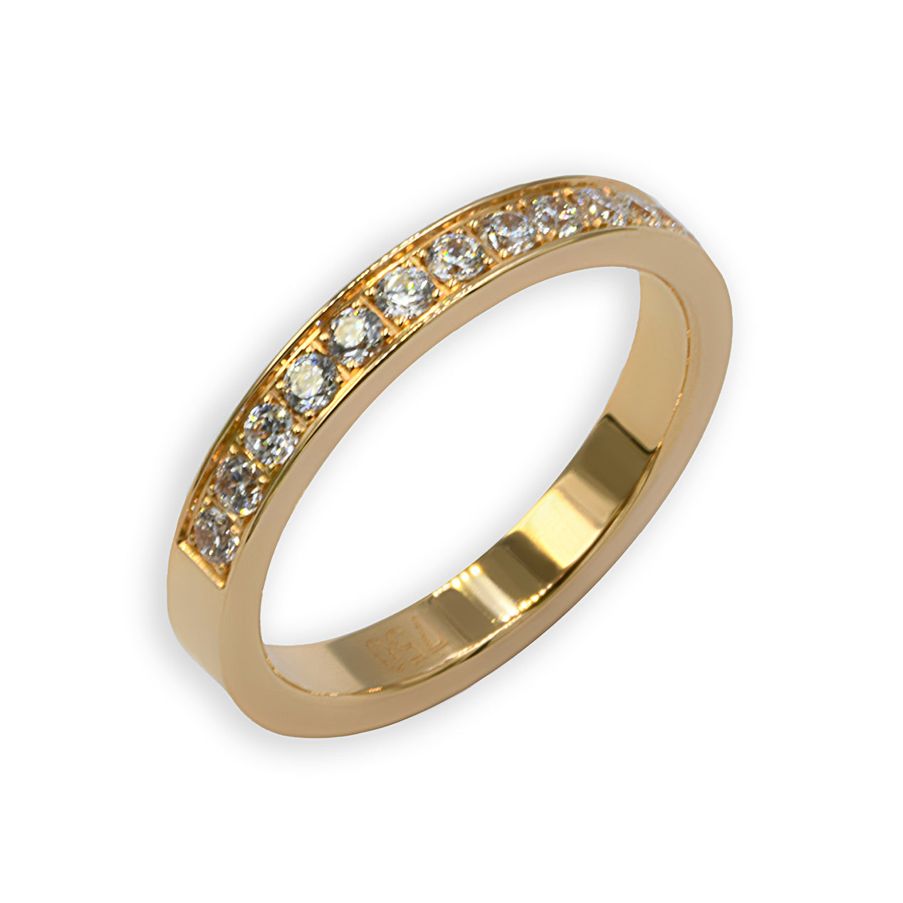 Ring EARTH IS ROUND 3mm yellow gold 18k 15x diamonds VS