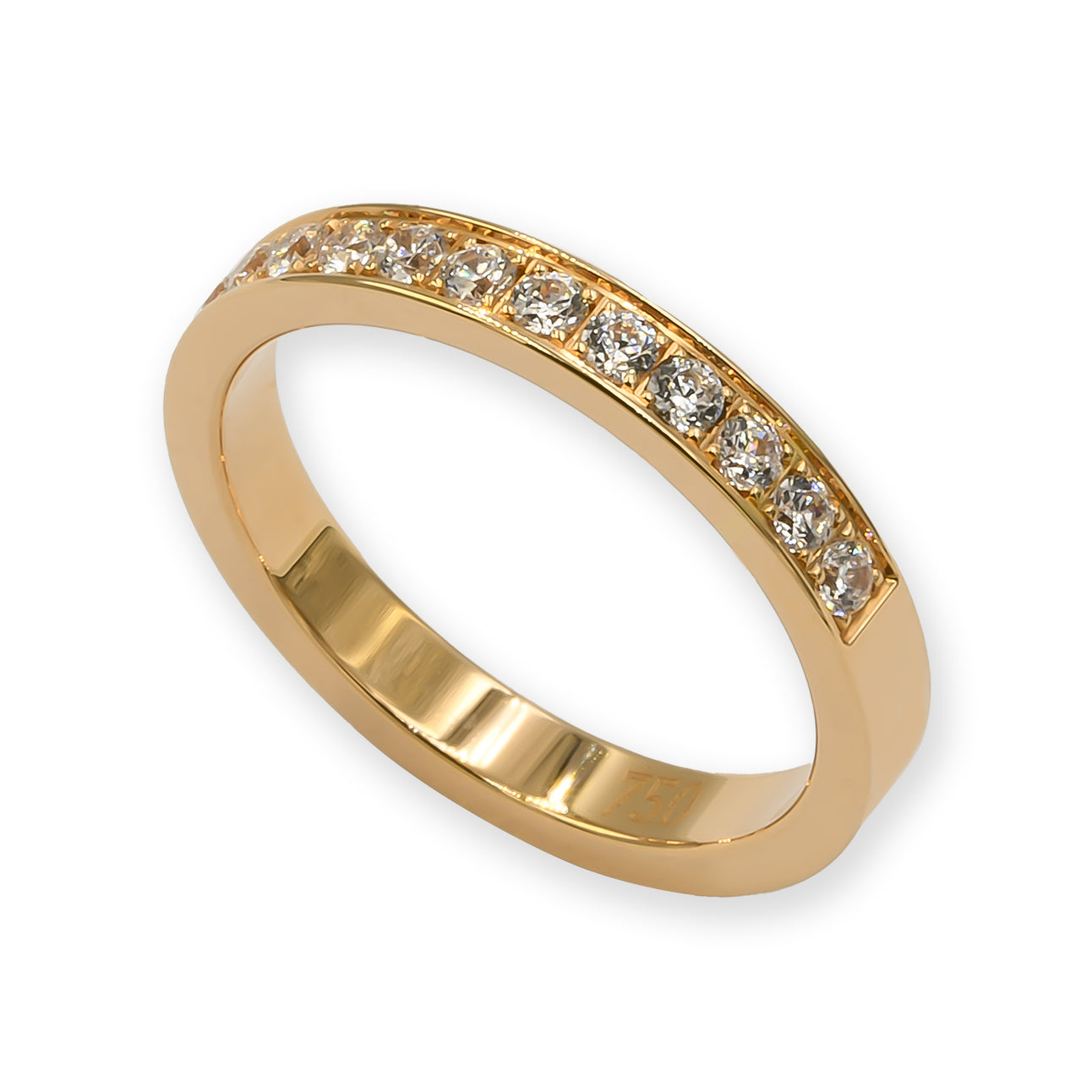 Ring EARTH IS ROUND 3mm yellow gold 18k 15x diamonds VS