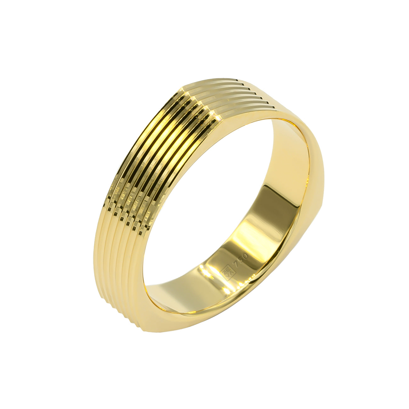 Ring DANCE straight lines 5mm yellow gold 18K