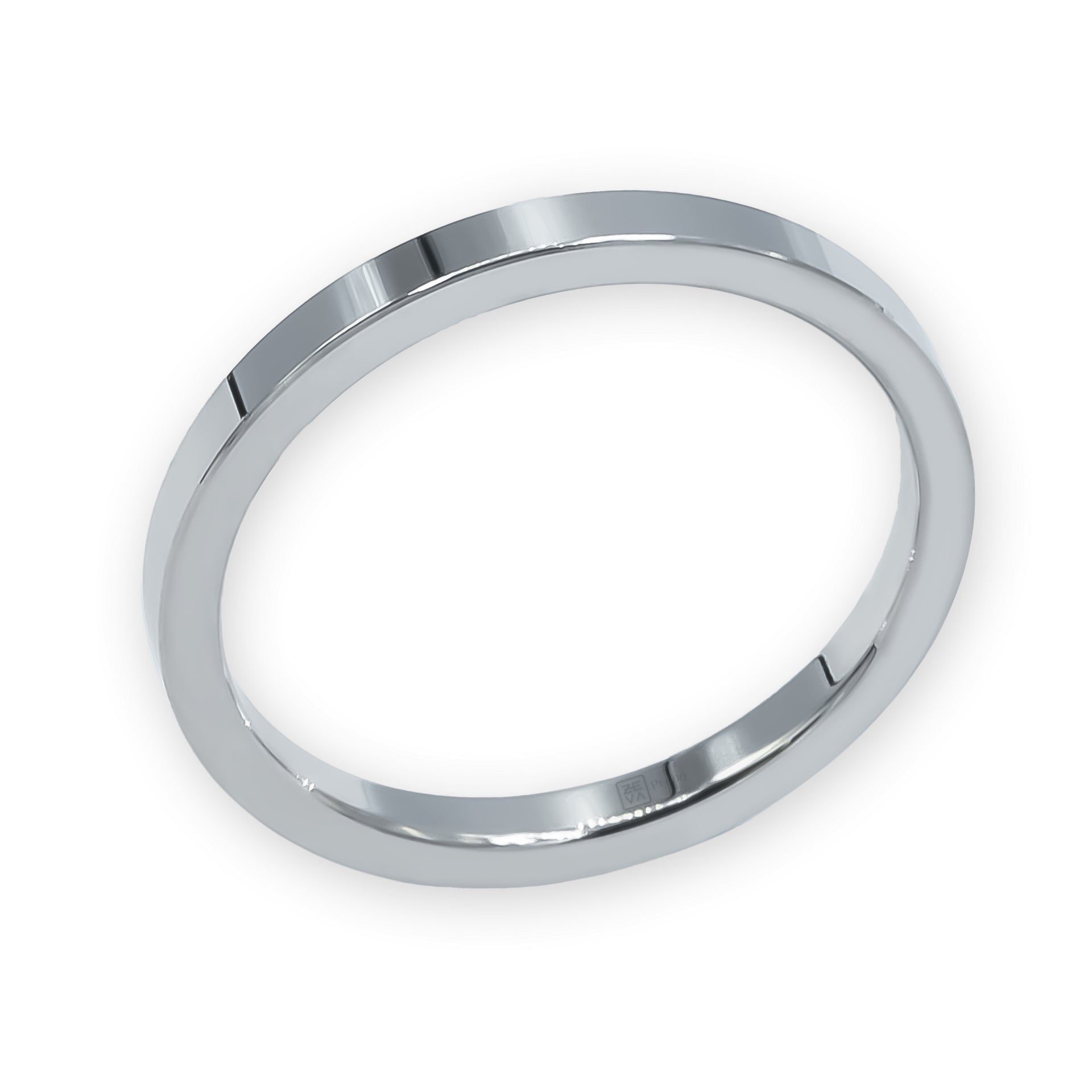 Ring EARTH IS ROUND 2mm flat profile platinum 600