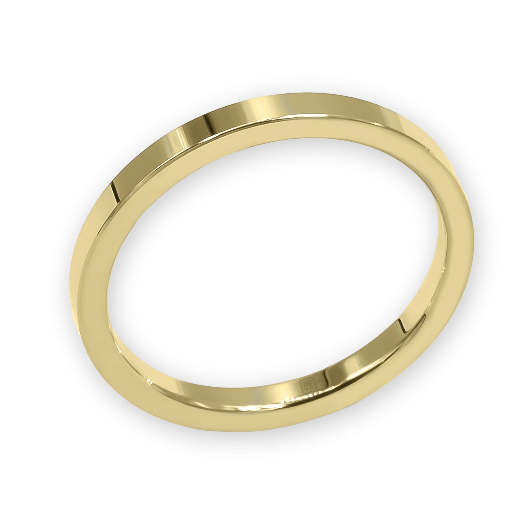 Bague EARTH IS ROUND 2mm profil plat or jaune 18k