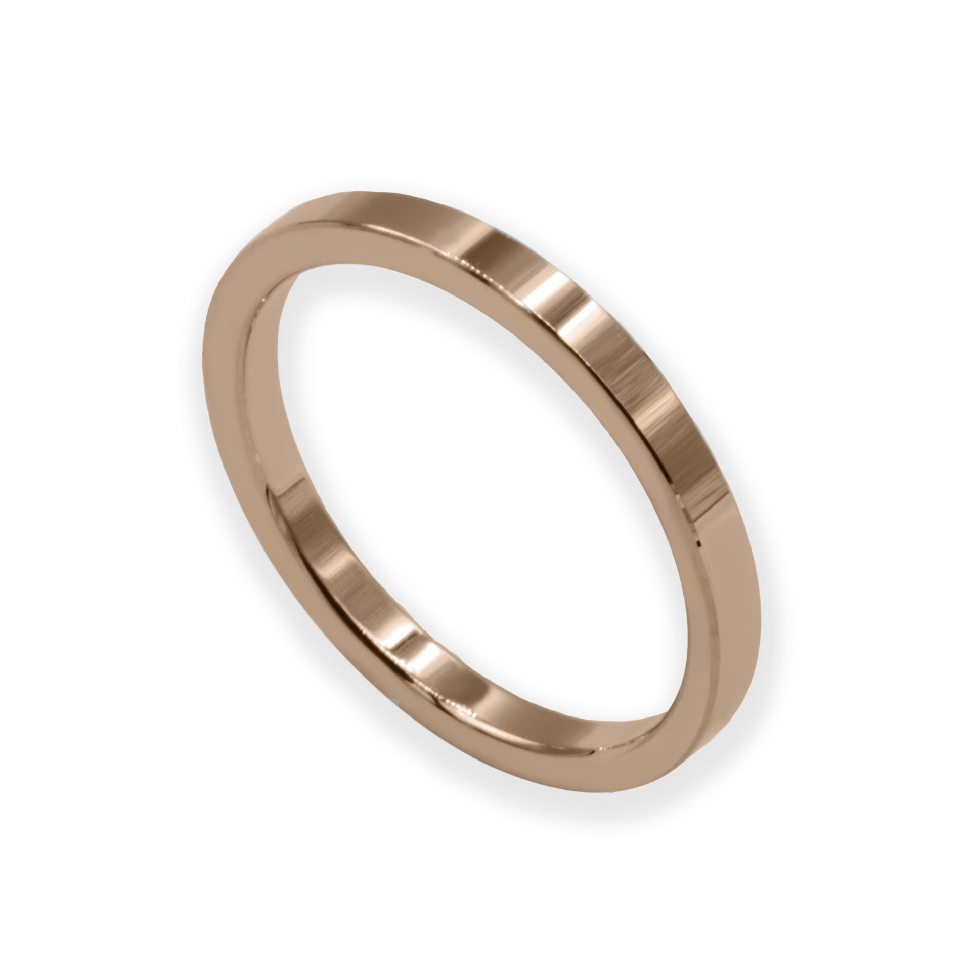 Bague EARTH IS ROUND 2mm profil plat or rouge 18k