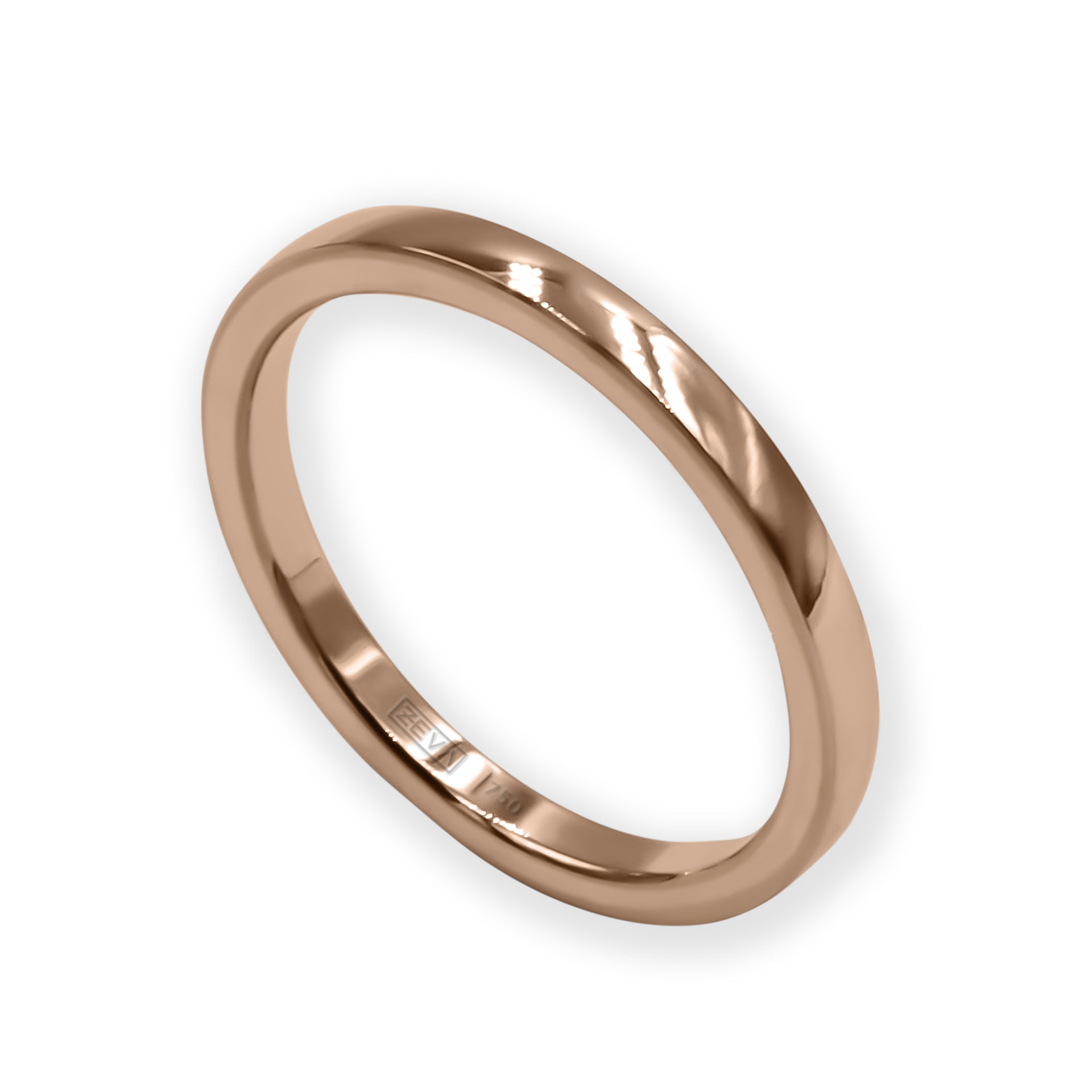 Ring EARTH IS ROUND 2mm round profile red gold 18k