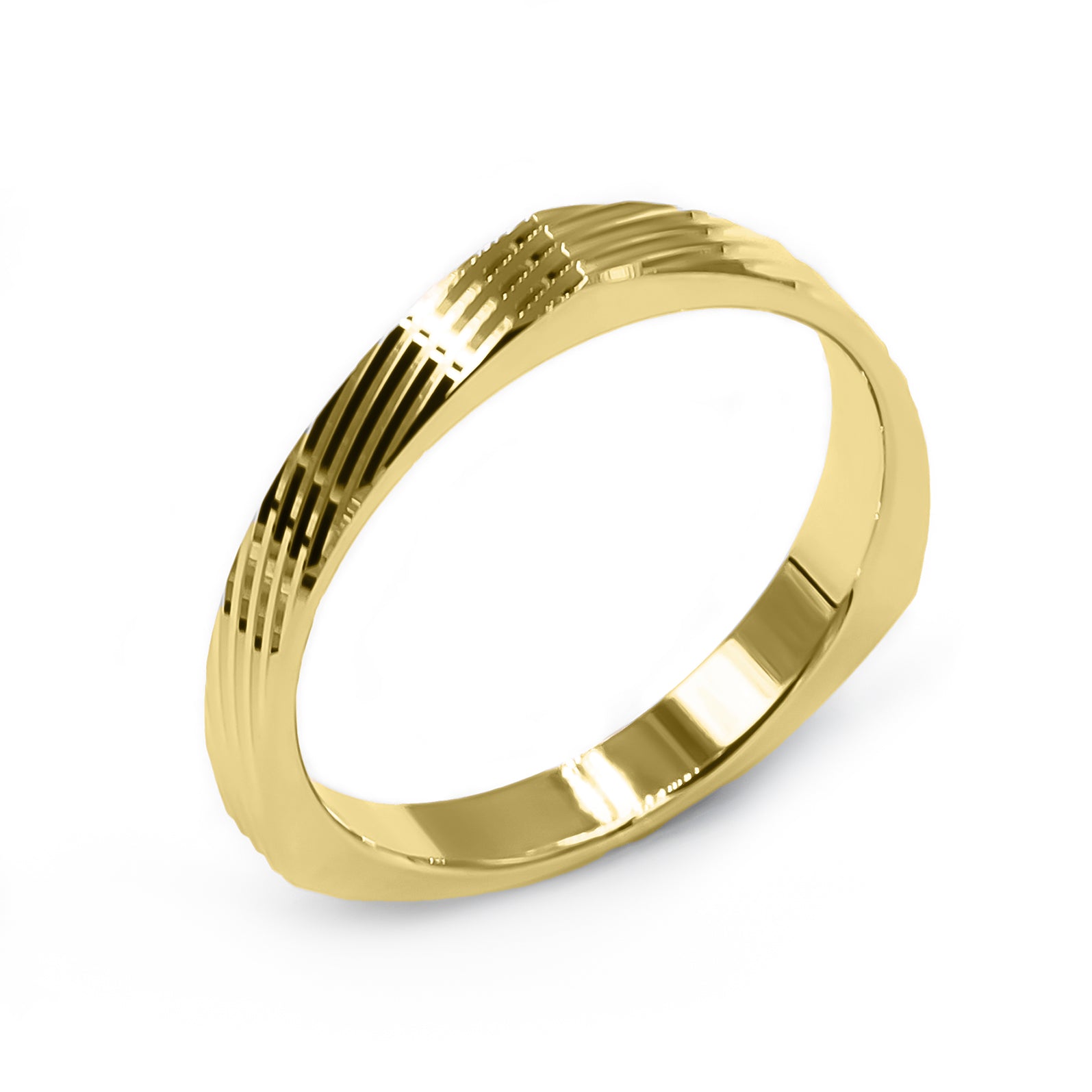 Ring DANCE 3mm triangle and stripes yellow gold 18k