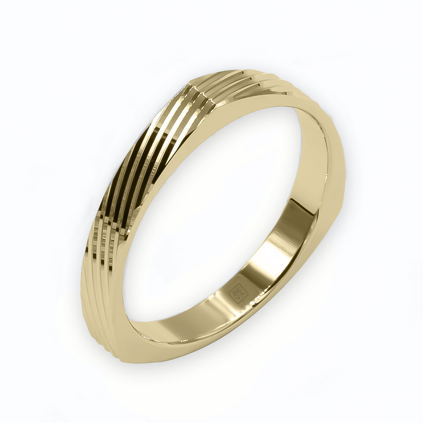 Ring DANCE 3mm triangle and stripes yellow gold 18k