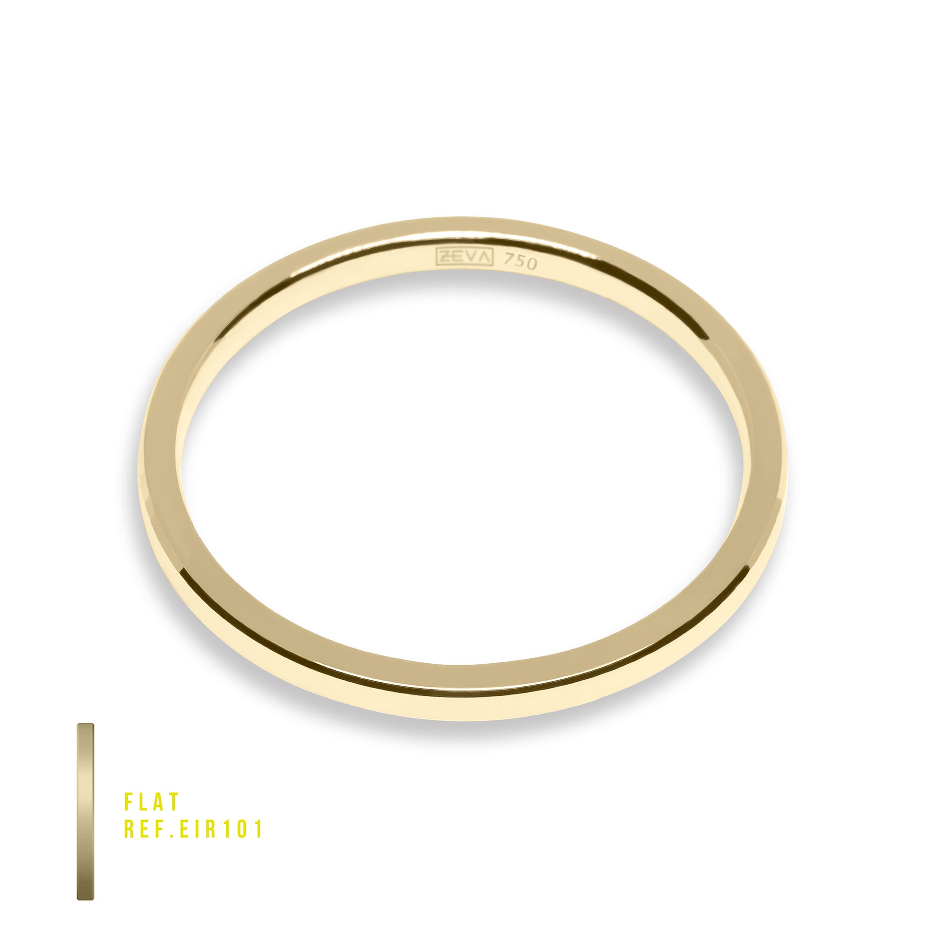 Ring EARTH IS ROUND 1.5mm flat profile yellow gold 18k