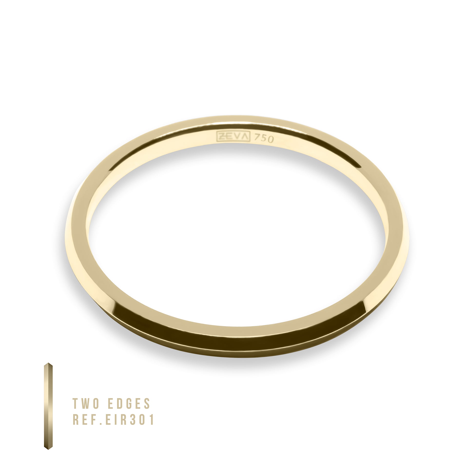 Ring EARTH IS ROUND 1.5mm two edges profile yellow gold 18k