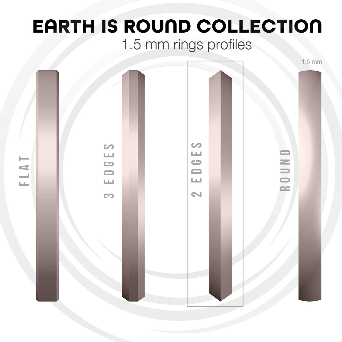 Ring EARTH IS ROUND 1.5mm two edges profile red gold 18k