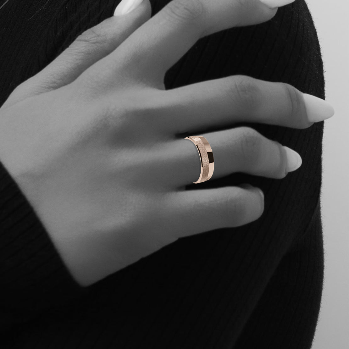 Ring CRUSH 6mm double finishing red gold 18k 750